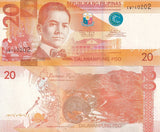 Philippines 20 Piso 2016J P 206 UNC ,Rice terraces of Banaue, Asian palm civet