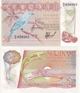 SURINAME SURINAM 2.5 , 2 1/2 GULDEN 1978 W 4 LINES BIRD P 118 UNC