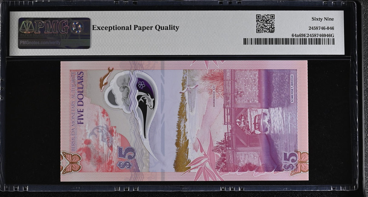 Bermuda 5 Dollars 2024 P 64 a Superb Gem UNC PMG 69 EPQ