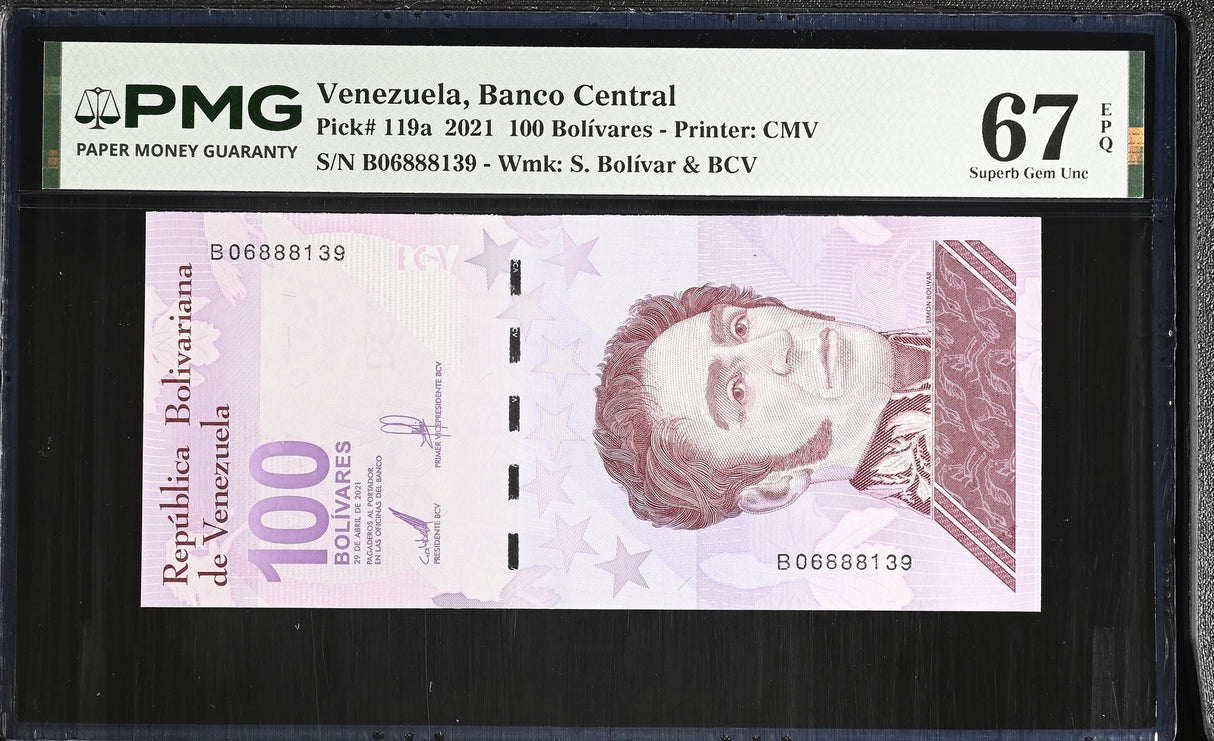 Venezuela 100 Bolivares Digitales 2021 P 119 a Superb Gem UNC PMG 67 EPQ TOP POP