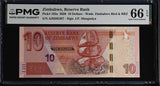 Zimbabwe 10 Dollars 2020 P 103 a Gem UNC PMG 66 EPQ , Grade Note