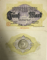 Germany 5 Mark 1918 AU-UNC W/Little Tone