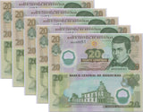 Honduras 20 Lempiras 2008 Polymer P 95 UNC LOT 5 PCS ,Old Casa Presidencial
