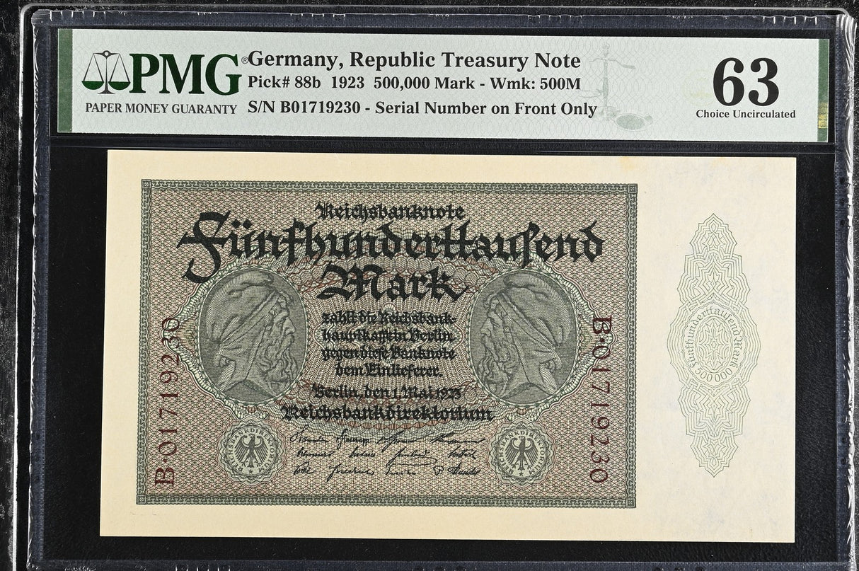 GERMANY 500000 MARK 1923 P 88 b Choice UNC PMG 63