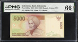 Indonesia 5000 Rupiah 2001/2013 P 142 m X prefix Gem UNC PMG 66 EPQ
