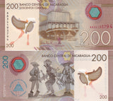 Nicaragua 200 Cordobas 2022 P 213 b Polymer UNC