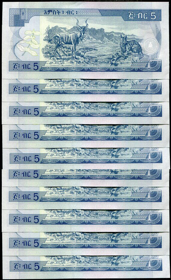 Ethiopia 5 Birr 2009/2017 P 47 h UNC LOT 10 PCS