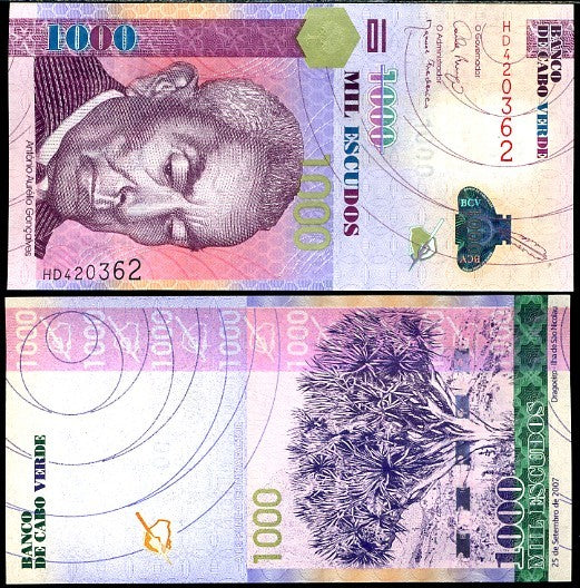 Cape Verde 1000 Escudos 2007 P 70 UNC