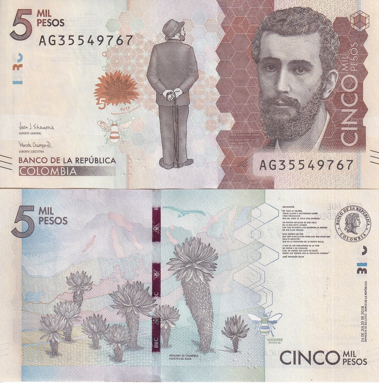 Colombia 5000 Pesos 2018 P 459 UNC