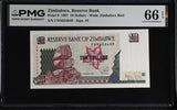 Zimbabwe 10 Dollars 1997 P 6 Gem UNC PMG 66 EPQ , Graded Note , WTM bird