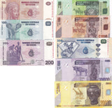 Congo Set 8 Pcs 50 100 200 500 - 10000 20000 FRANCS 2002-2022 P 96 - 104d UNC