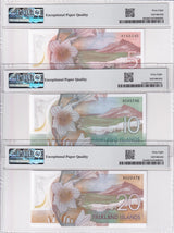 Falkland Islands Set 3; 5 10 20 Pounds 2025 P 20 21 22 Superb Gem UNC PMG 68 EPQ