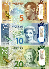 New Zealand Set 3 UNC 5 10 20 Dollars 2015-2018 P 191 P 192 193