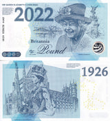 Great Britain 1926-2022 HM Queen Elizabet Test Note Memory Britannia Comm. 70th