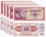 Yugoslavia 100 Dinara 1986 P 90 c UNC LOT 5 PCS