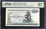 Zimbabwe 20 Dollars 1994 P 4 d Superb Gem UNC PMG 67 EPQ