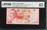 Belize 5 Dollars 2025 P 74 a Superb Gem UNC PMG 67 EPQ PNB