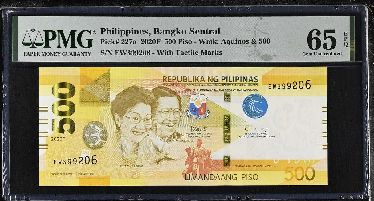 Philippines 500 Piso 2020 P 227 a Gem UNC PMG 65 EPQ