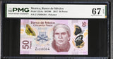 Mexico 50 Pesos 2017 P 123Az Superb Gem UNC PMG 67 EPQ