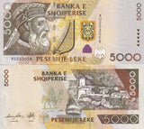 Albania 5000 Leke 2013 P 75 b UNC , Skanderbeg , Kruja fortress