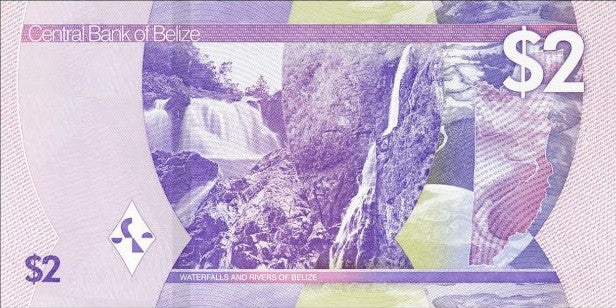 Belize 2 Dollars 2025 P 73 NEW Design Waterfalls UNC