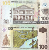 Suriname 100 Dollars 2020 P 166 UNC ,Bloodwood ,Marowijne (Maroni) River