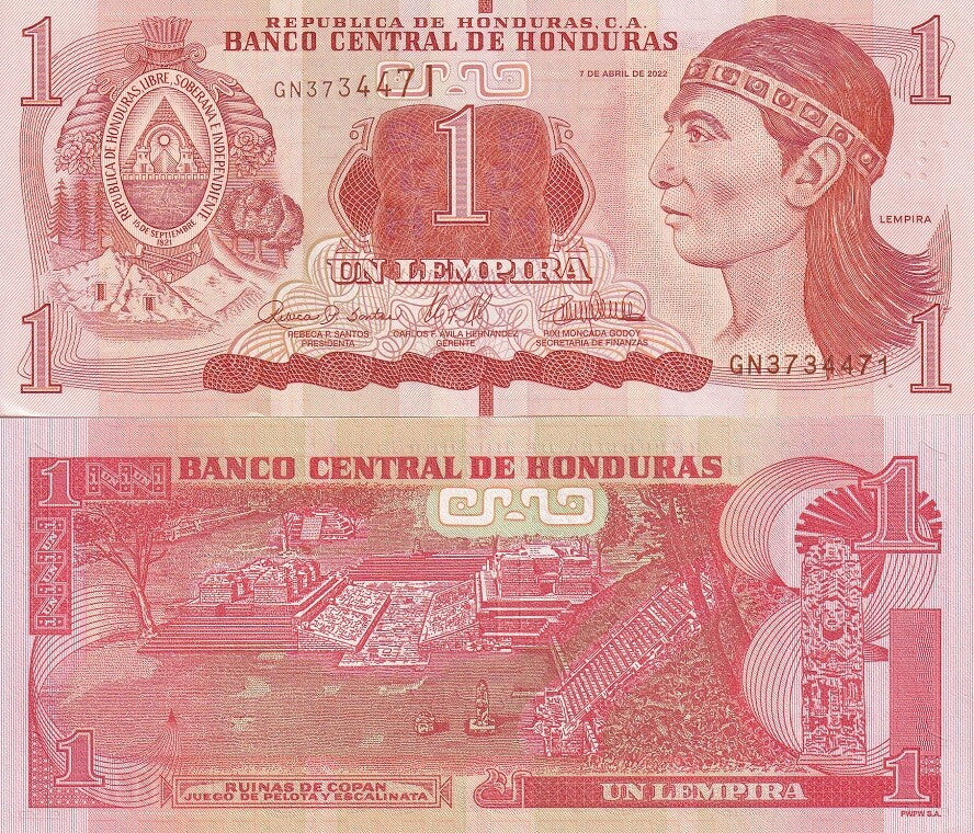 Honduras 1 Lempira 2022 P 96 UNC