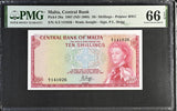 Malta 10 Shillings 1967 ND 1968 P 28 a Gem UNC PMG 66 EPQ