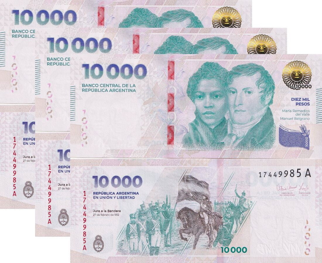 Argentina 10000 Pesos ND 2024 P 369 Cavalry Army LOT 3 PCS