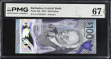 Barbados 100 Dollars 2024 Polymer P 85 b Superb Gem UNC PMG 67 EPQ