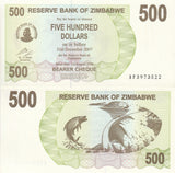 Zimbabwe 500 Dollars Bearer Cheque 2006 P 43 UNC,Tigerfish, Kariba dam