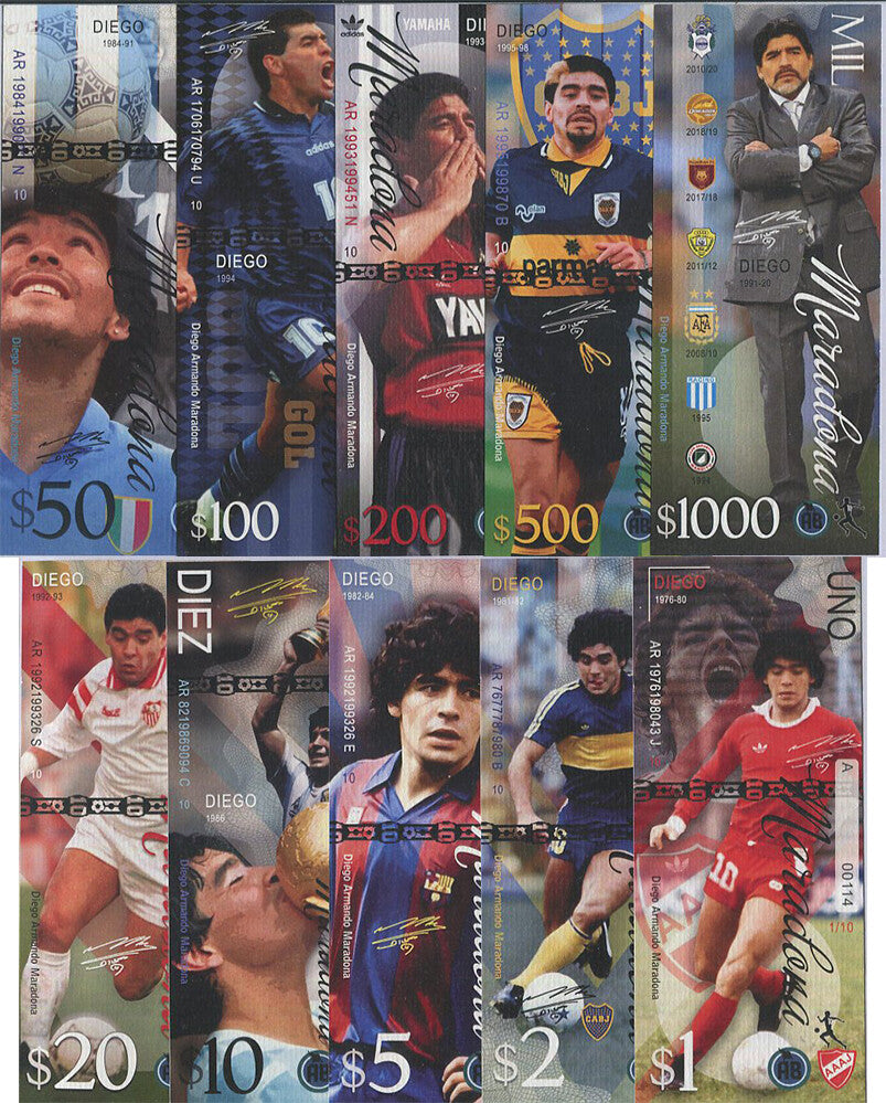 MARADONA Set 10 Pcs 1- 1000 Diegos 1976-2020