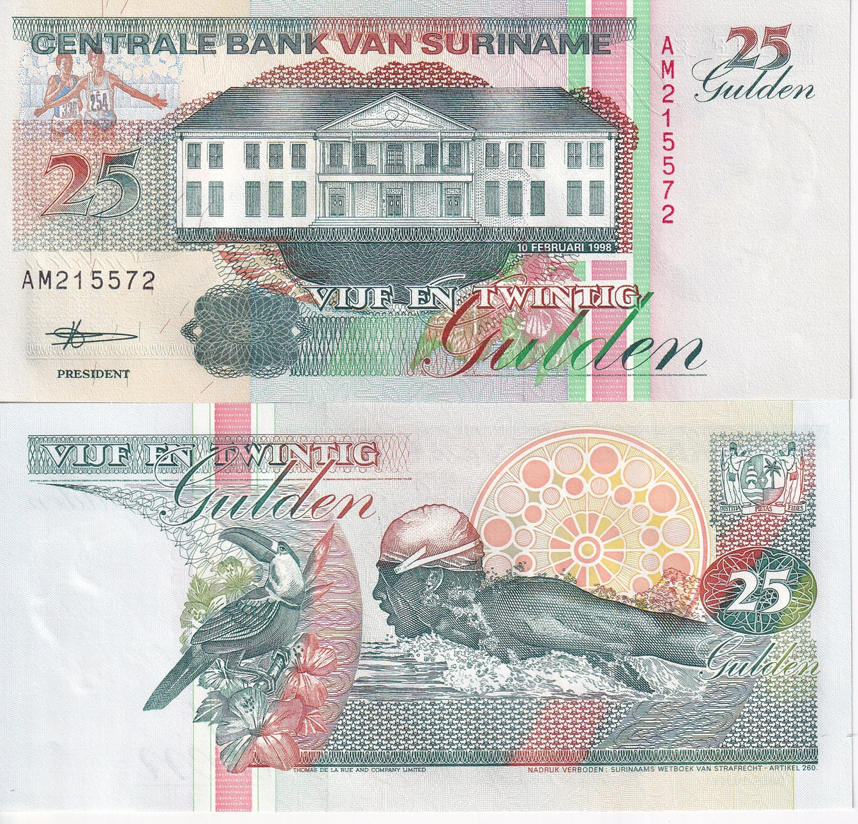 Suriname 25 Gulden 1998 P 138 d UNC