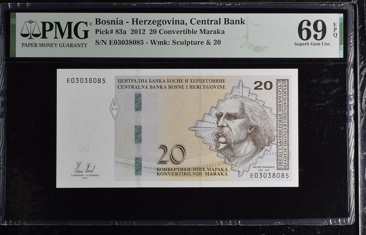 Bosnia 20 Convertible Maraka 2012 P 83 a Superb Gem UNC PMG 69 EPQ