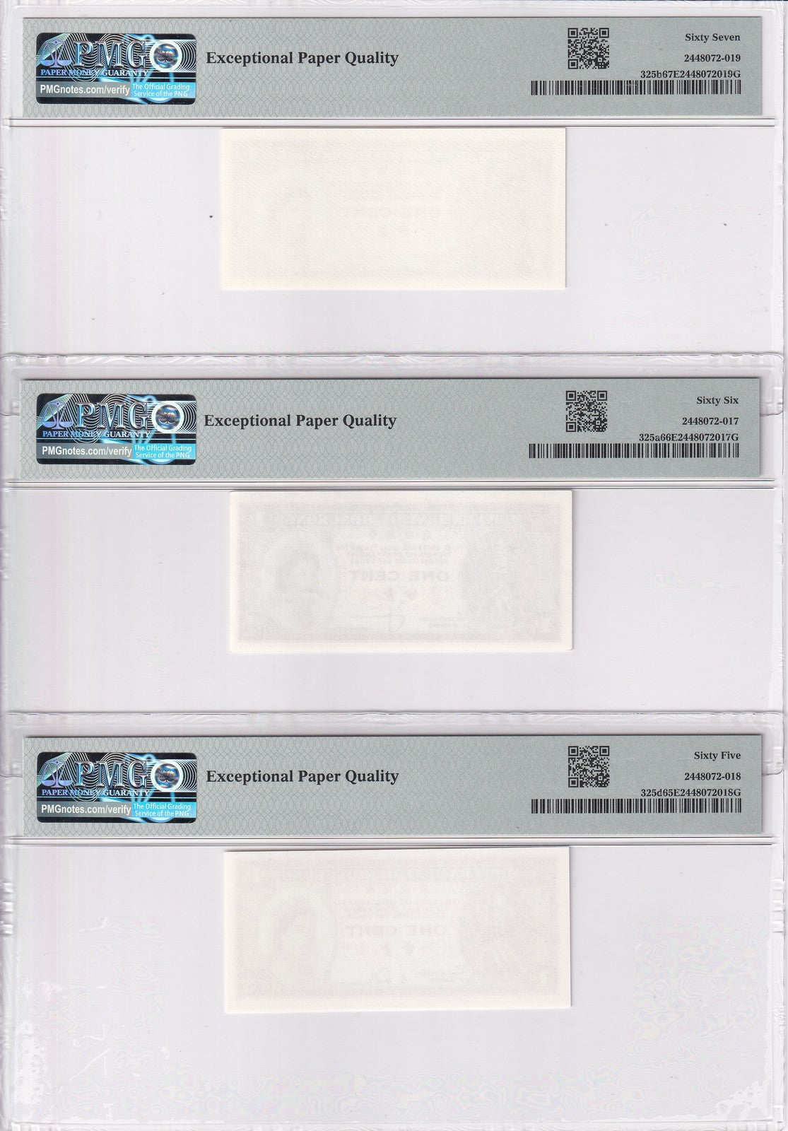 Hong Kong Set 3; 1 Cent ND 1961-1971-1992 P 325 a b d Gem UNC PMG 65 66 67 EPQ