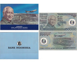 Indonesia 50000 Rupiah 1993 P 134 Polymer Soeharto, Soekarno-Hatta AUnc W/Folder