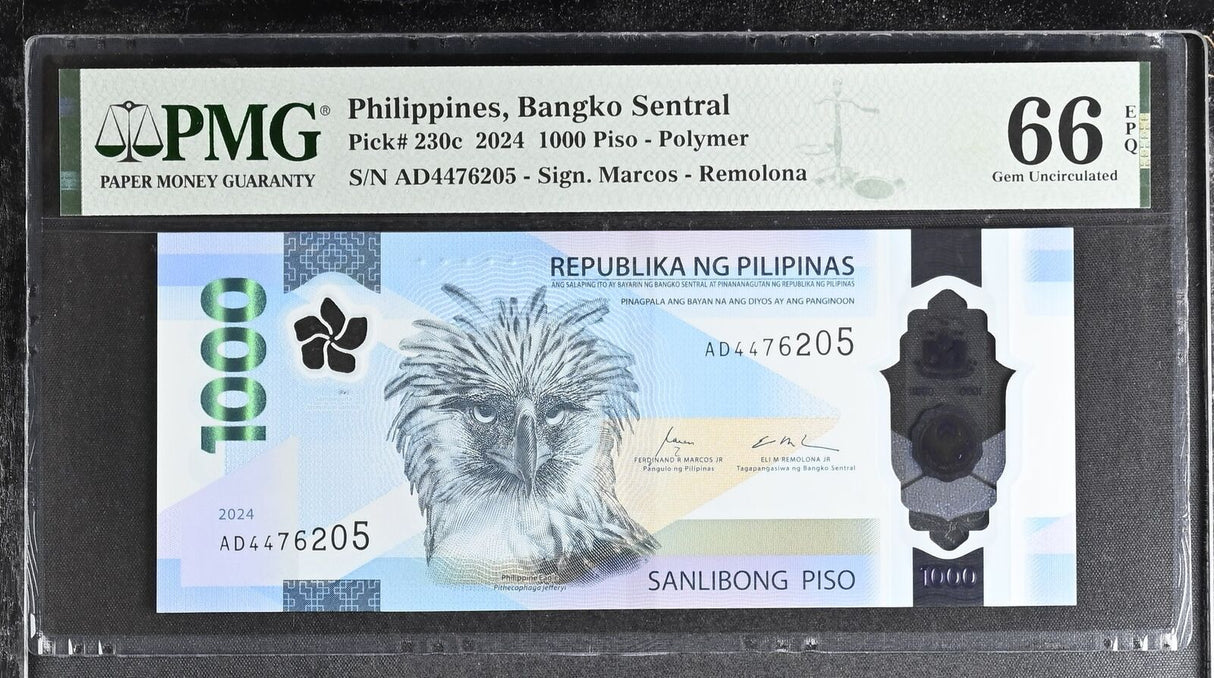 Philippines 1000 Piso 2024 P 230 c Gem UNC PMG 66 EPQ