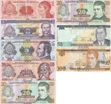 Honduras Set 7 UNC 1 2 5 10 20 50 100 Lempiras Random Date P 96 97 98 99-102