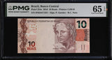 Brazil 10 Reais 2010 P 254 e Gem UNC PMG 65 EPQ , Graded note