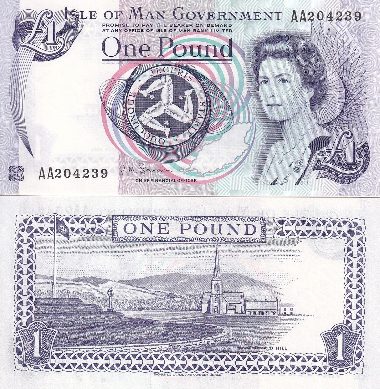 Isle of Man 1 Pounds ND 2009 P 40 c AA Prefix UNC
