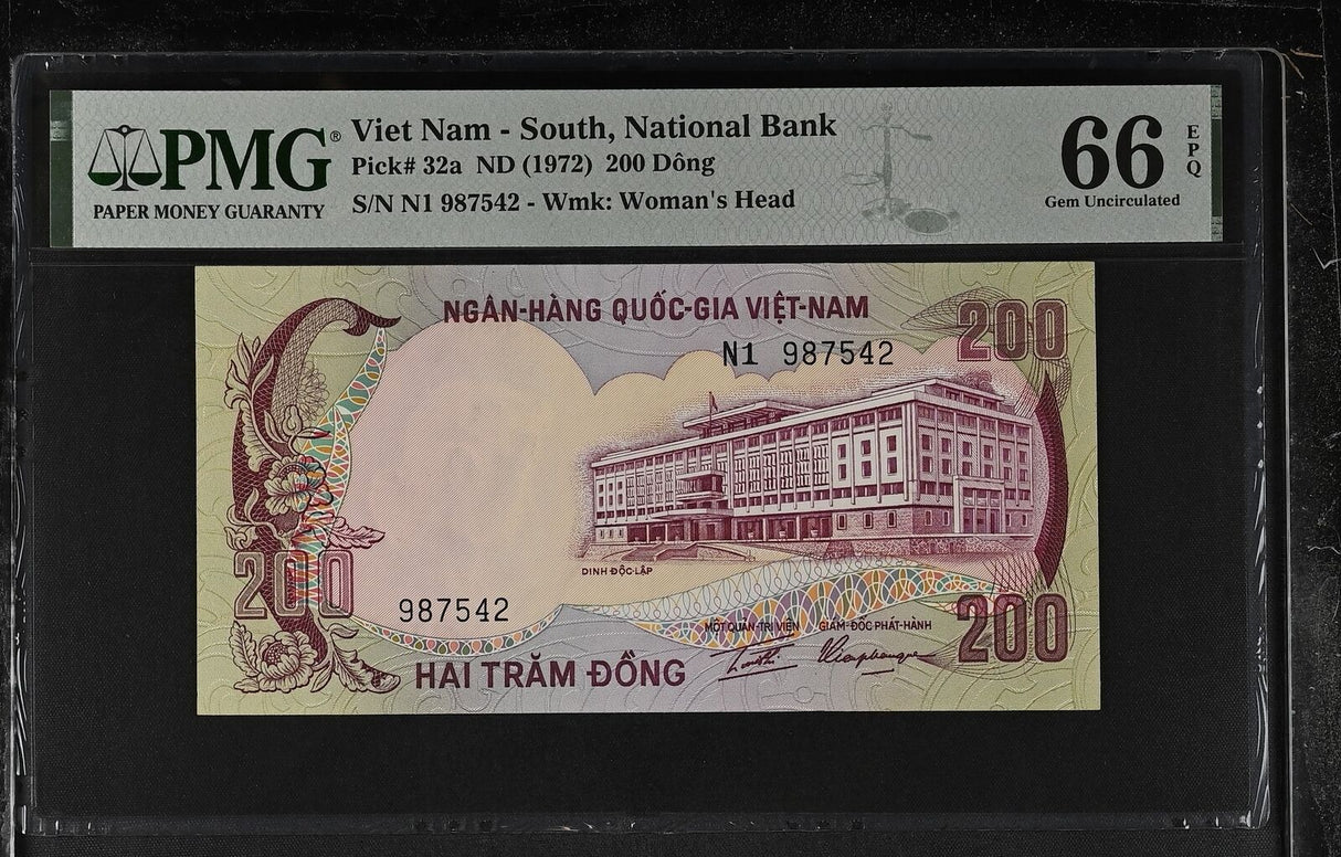 South Vietnam 200 Dong ND 1972 P 32 a Gem UNC PMG 66 EPQ