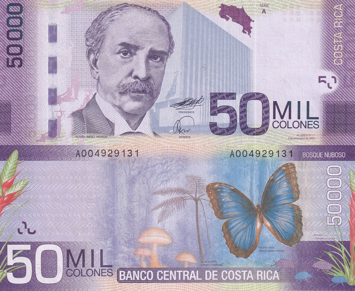 Costa Rica 50000 Colones 2009 P 279 AUnc