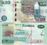 Zambia 10 Kwacha 2020 P 58 UNC Fish eagle tree Porcupine fieldwork Liberty