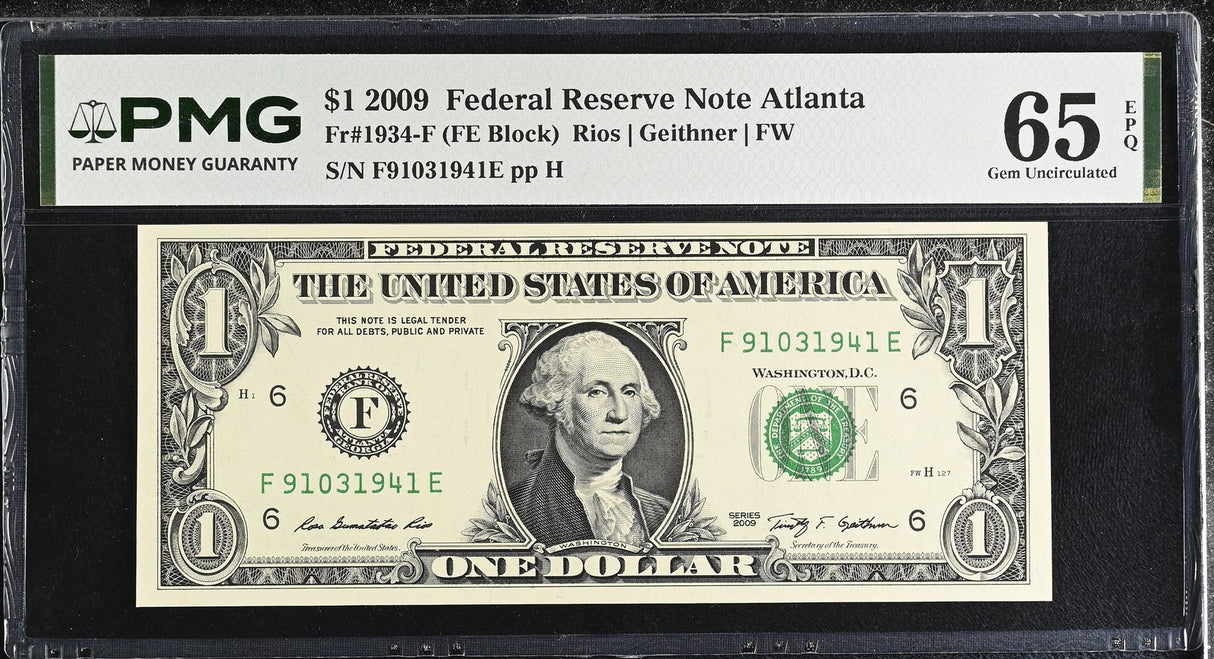 United States 1 Dollar USA 2009 P 530 F Atlanta Gem UNC PMG 65 EPQ