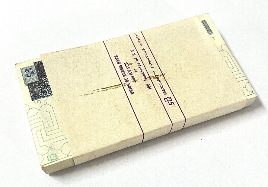 Burma 5 Kyats ND 1973 P 57 UNC Little Age Tone LOT 100 PCS 1 BUNDLE