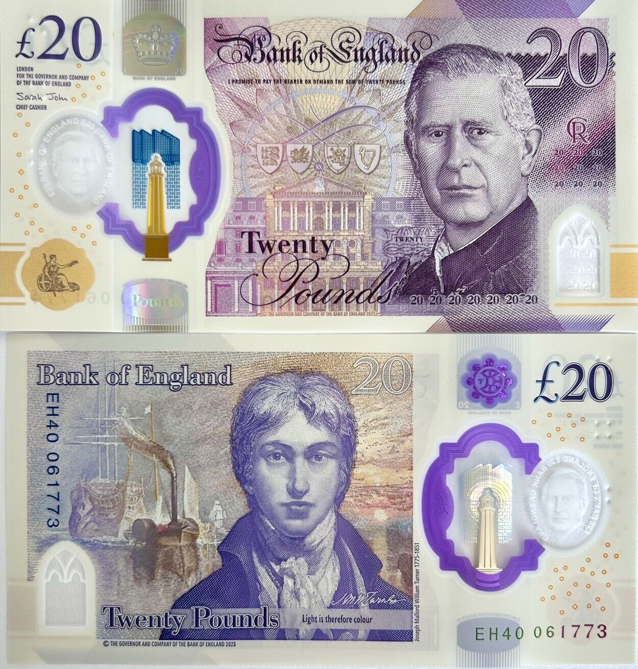 Great Britain Set 4 UNC 5 10 20 50 Pounds 2023/2024 Charles III