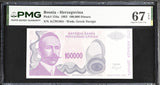 Bosnia & Herzegovina 100000 Dinara 1993 P 154 a Superb Gem UNC PMG 67 EPQ