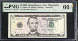 United States 5 Dollars Usa 2021 P 551 C Philadelphia Gem UNC PMG 66 EPQ