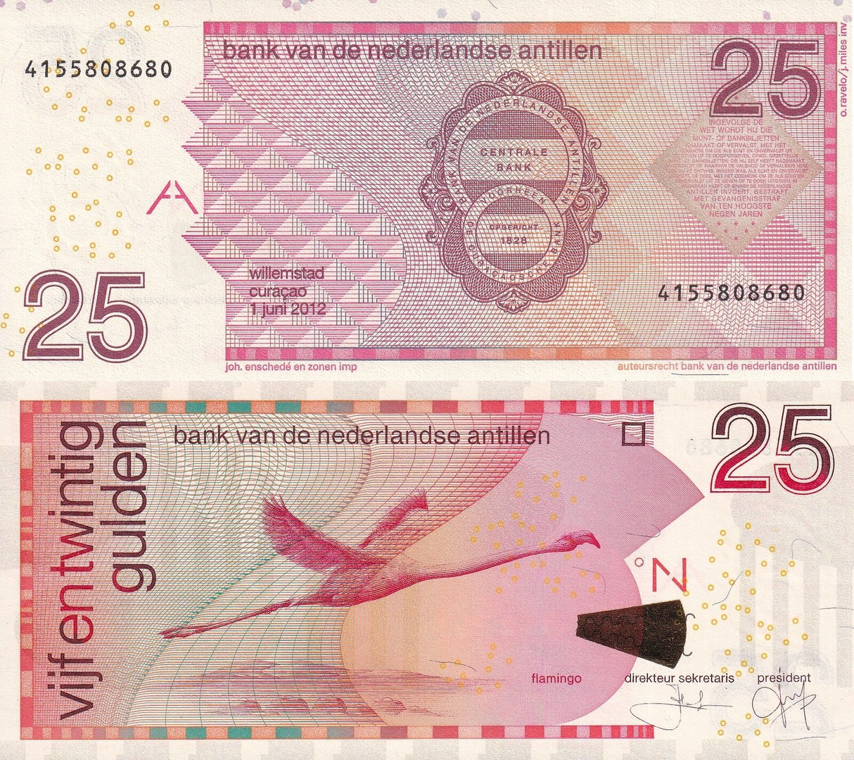 Netherlands Antilles 25 Gulden 2012 P 29 g UNC