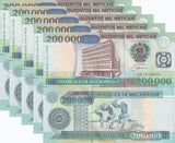 Mozambique 200000 Meticais 2003 P 141 UNC LOT 5 PCS